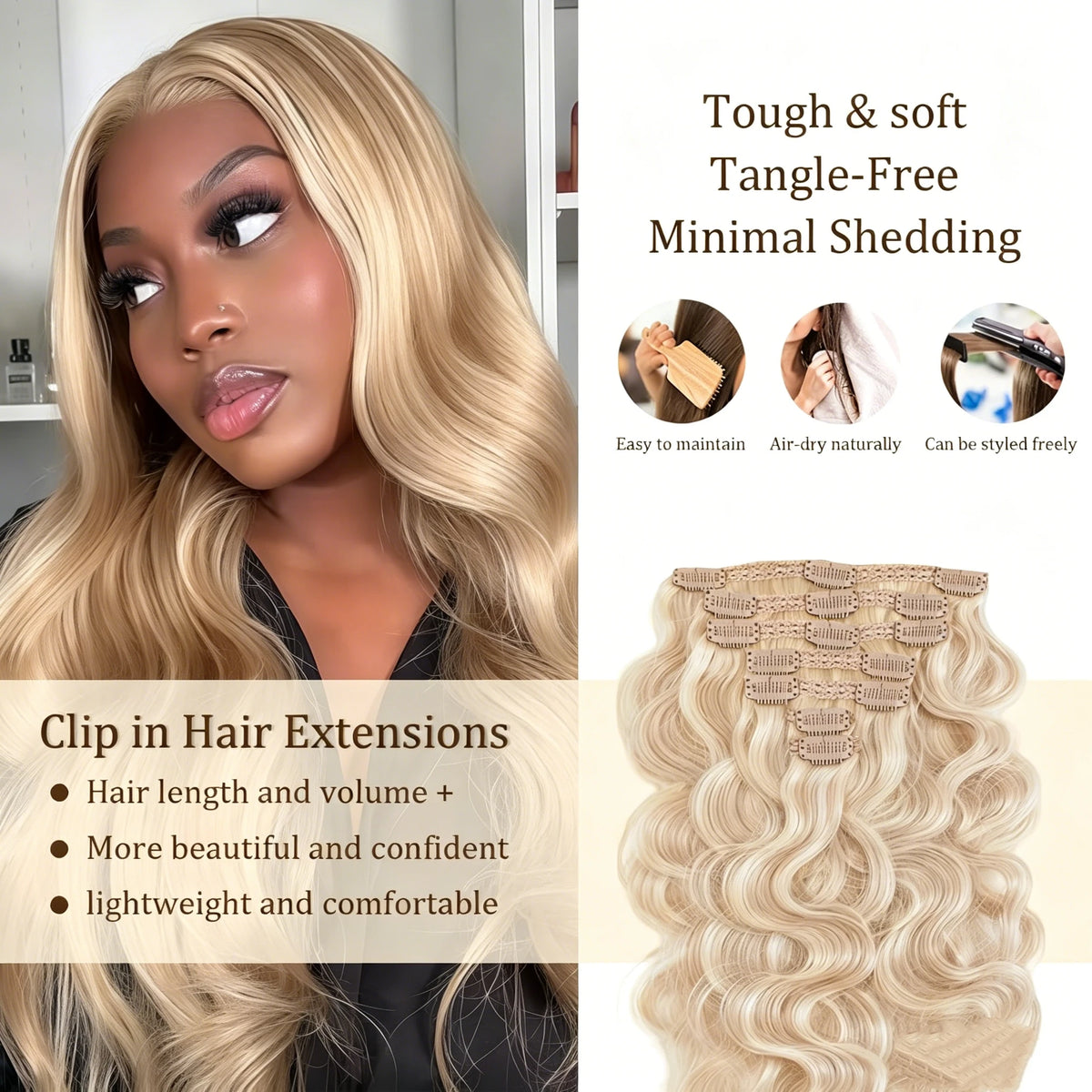 Extensions Clip-in Body Wave Virgin Hair 100% Brésilien – CLEVI Paris