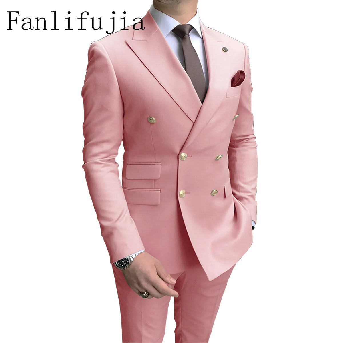 Costume Homme Double Boutonnage Fanlifujia – 2 Pièces Slim Fit Revers Pointe Boutons Dorés – 7 Coloris, XS à 5XL – CLEVI Paris