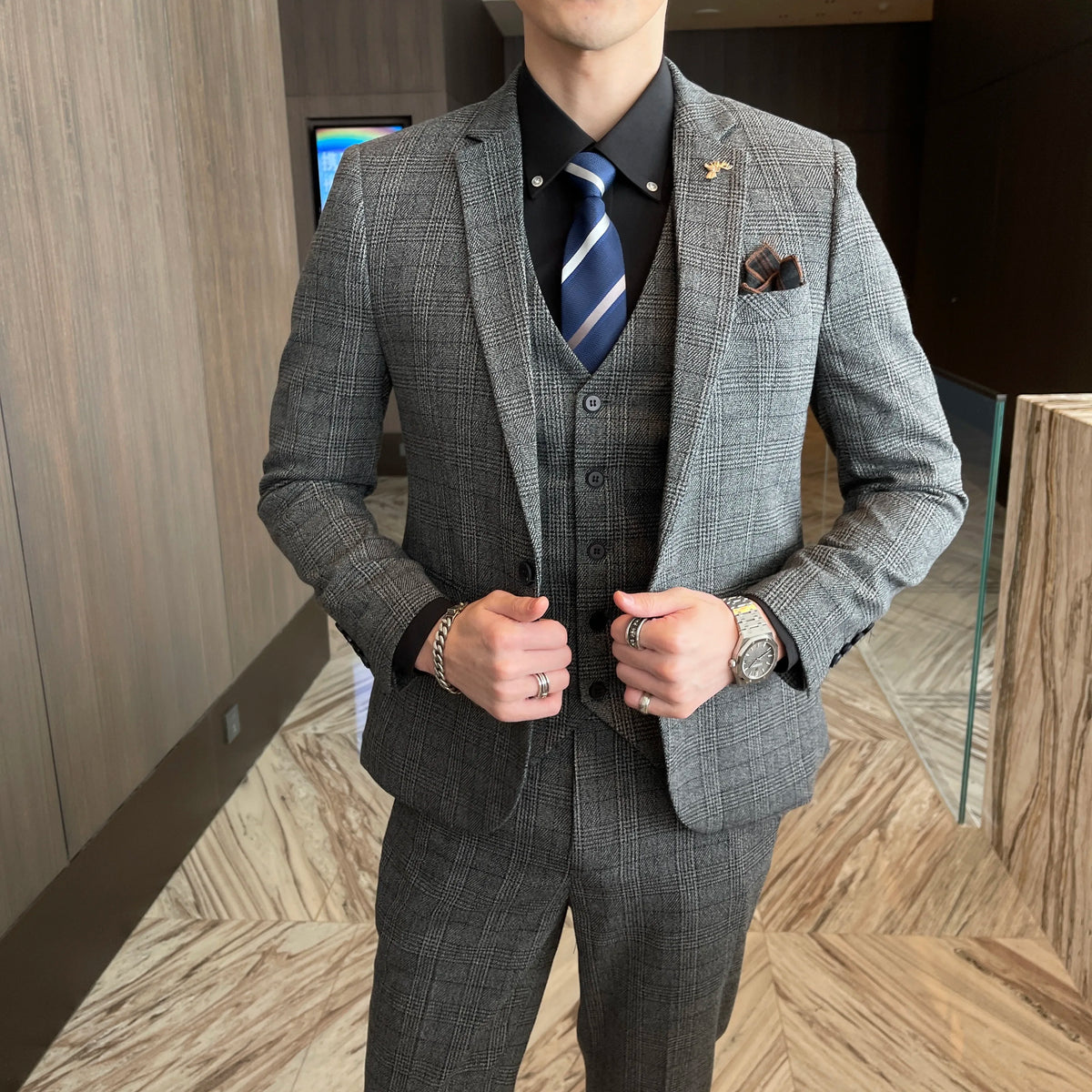 Costume Homme 3 Pièces à Carreaux – CLEVI Paris