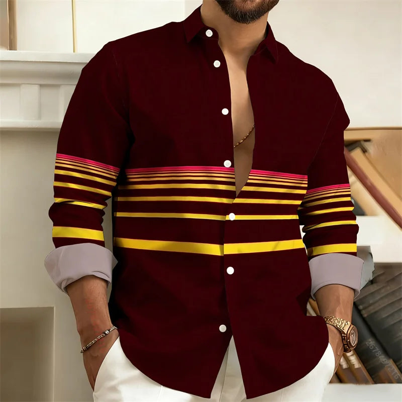 Chemise rayée homme manches longues – CLEVI Paris