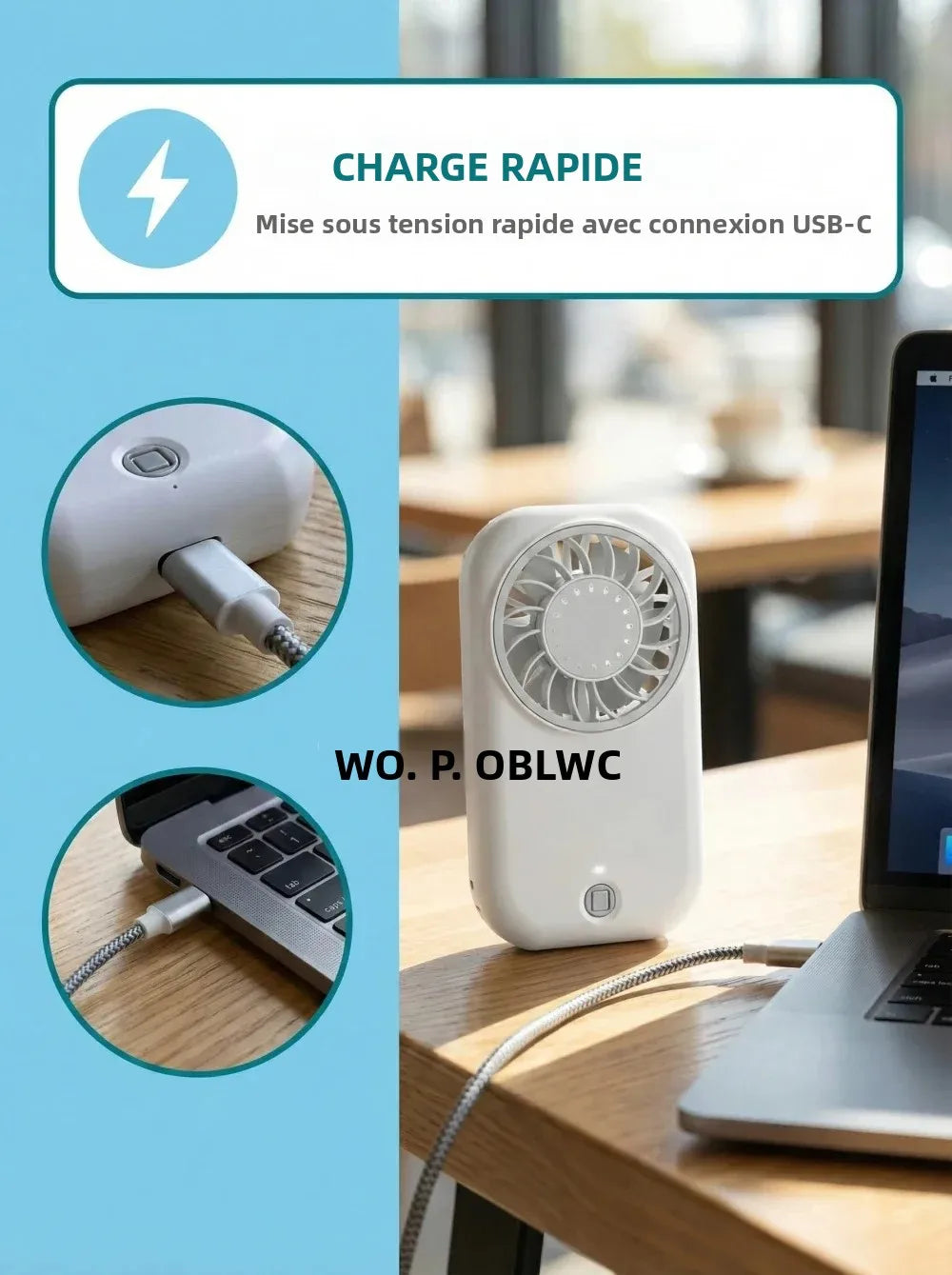 Mini ventilateur de poche 5 vitesses, 1200 mAh – CLEVI Paris