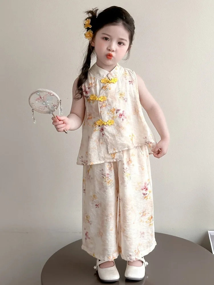 Ensemble de danse fille à motif floral – CLEVI Paris