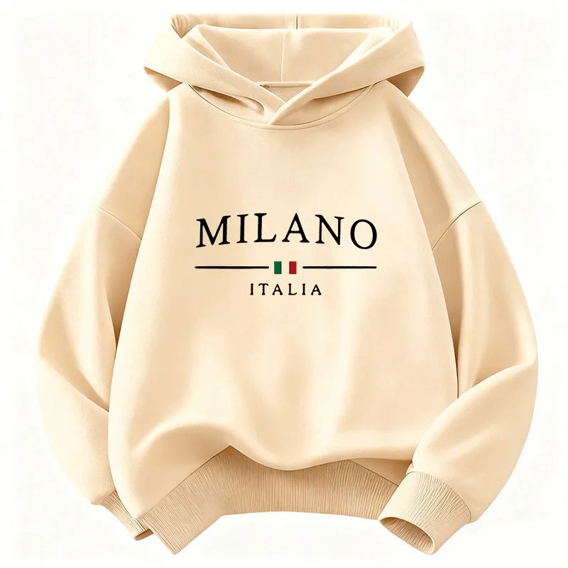 Sweat enfant à capuche imprimé Milano – CLEVI Paris