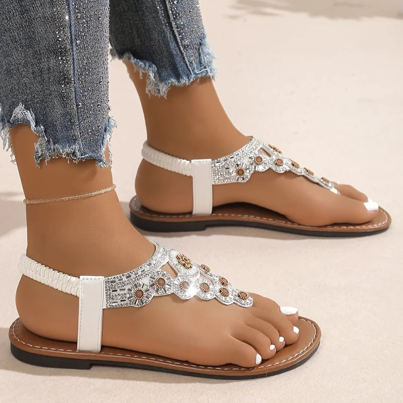 Sandales femme bohèmes à bride élastique – CLEVI Paris