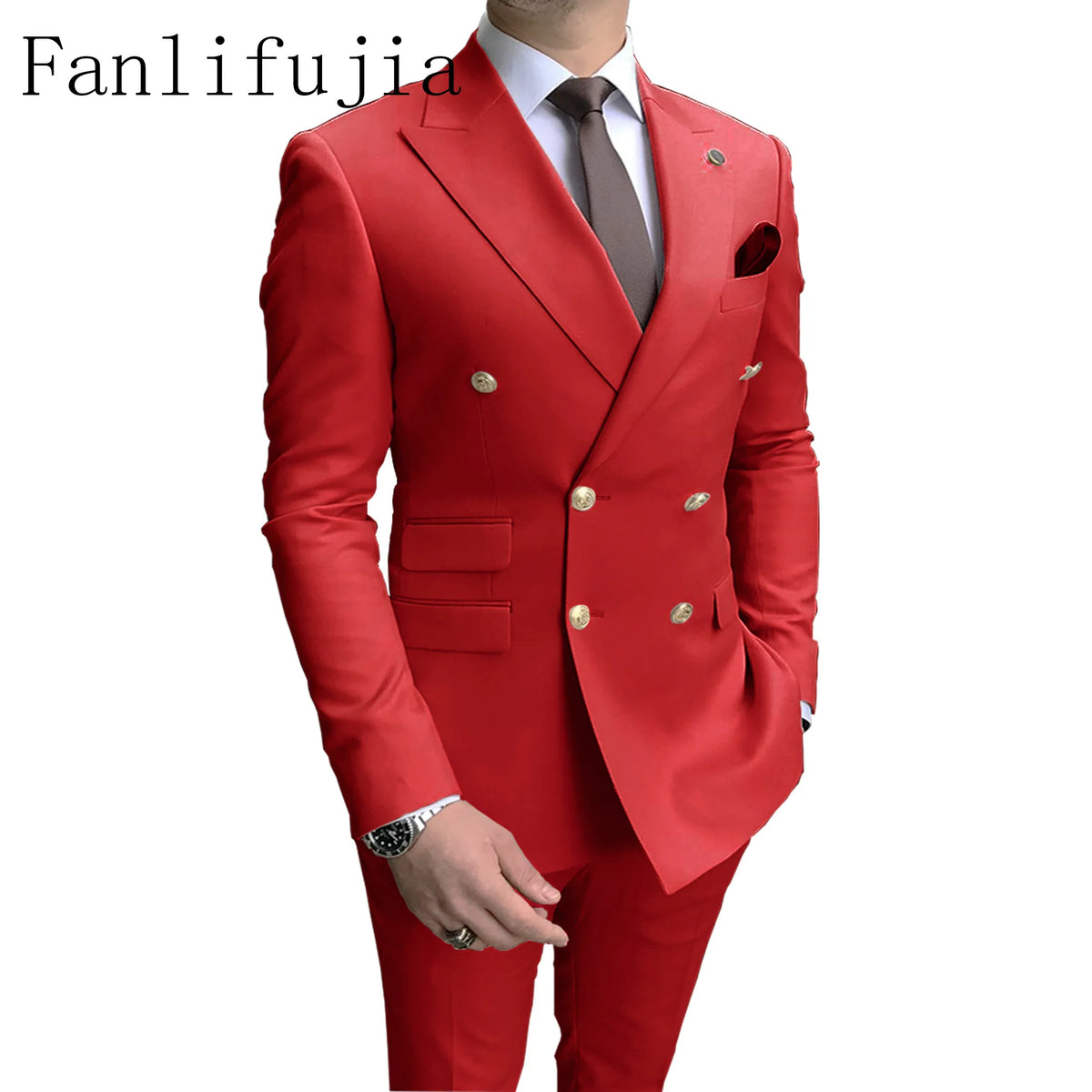 Costume Homme Double Boutonnage Fanlifujia – 2 Pièces Slim Fit Revers Pointe Boutons Dorés – 7 Coloris, XS à 5XL – CLEVI Paris