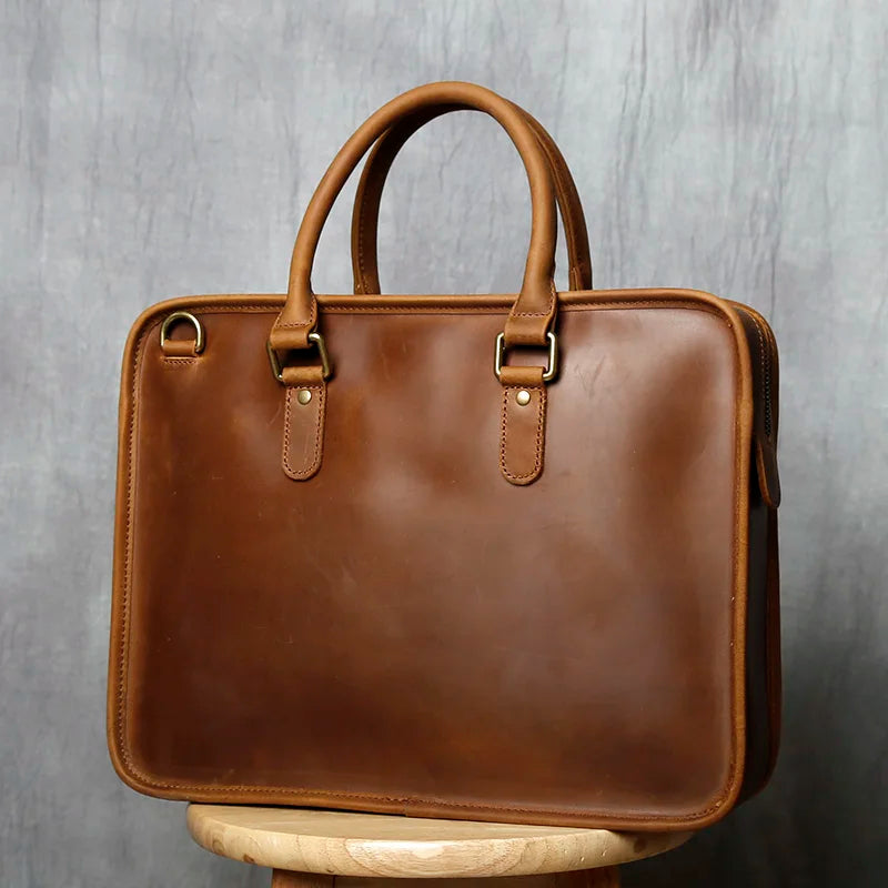 Serviette Homme Cuir Vache Retro Business Laptop 14" 36x8x27cm – CLEVI Paris