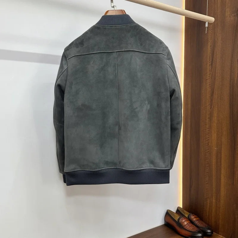 Bomber homme en cuir aspect daim – CLEVI Paris