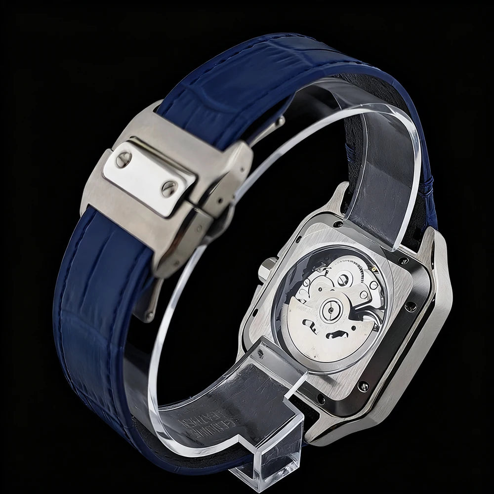Montre Homme Automatique NH35 Acier 316L Cuir Chiffres Romains 38mm 30M – CLEVI Paris