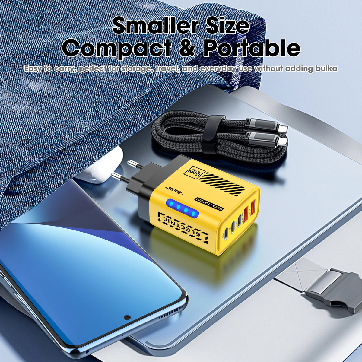 Chargeur GaN 5 Ports 240W USB-C PD Charge Rapide – CLEVI Paris