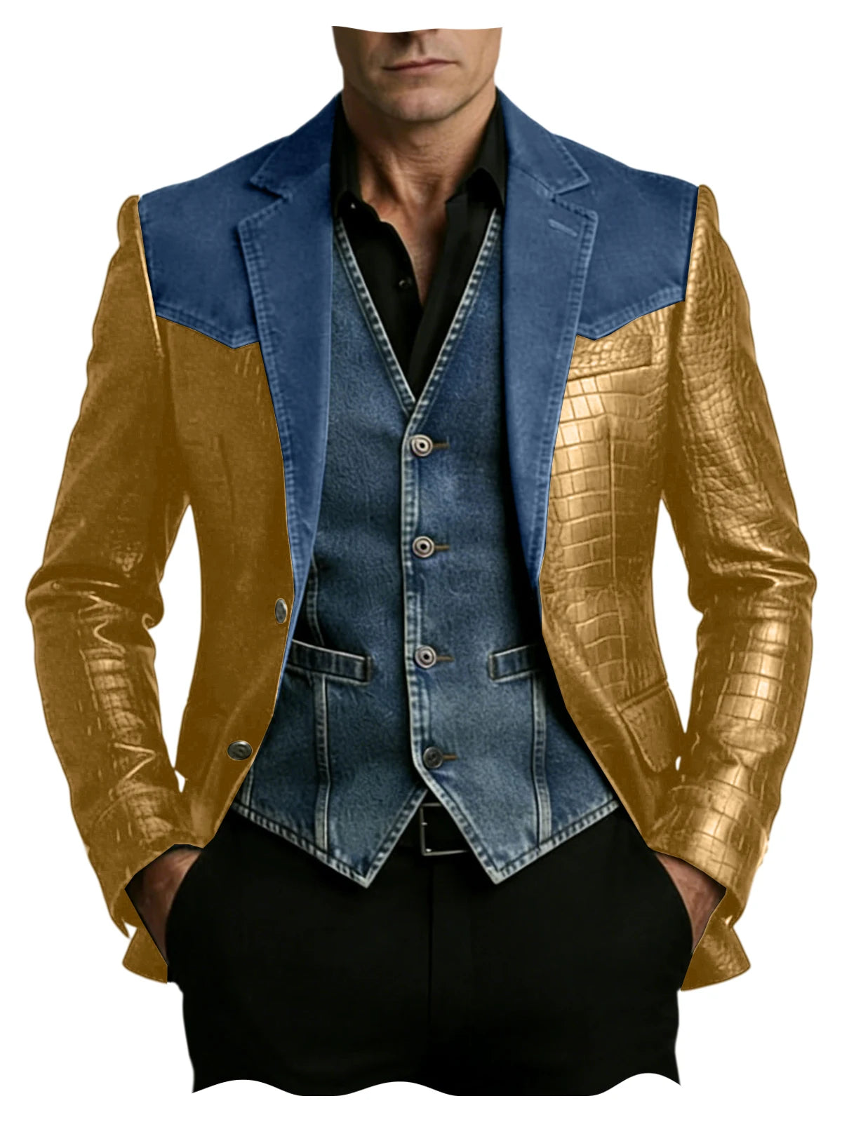 Blazer homme en cuir et polyester – CLEVI Paris