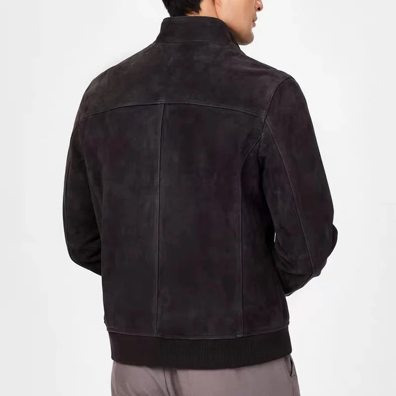 Veste homme en cuir suédé marron café – CLEVI Paris