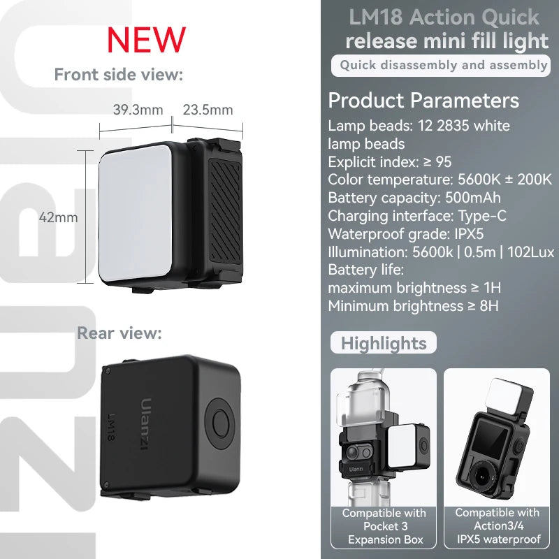 Lampe LED Ulanzi LM18 pour DJI Osmo – CLEVI Paris
