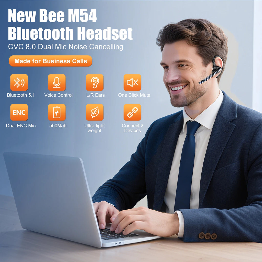 Écouteur Mono Bluetooth New Bee M54 Double Micro Conduite – CLEVI Paris