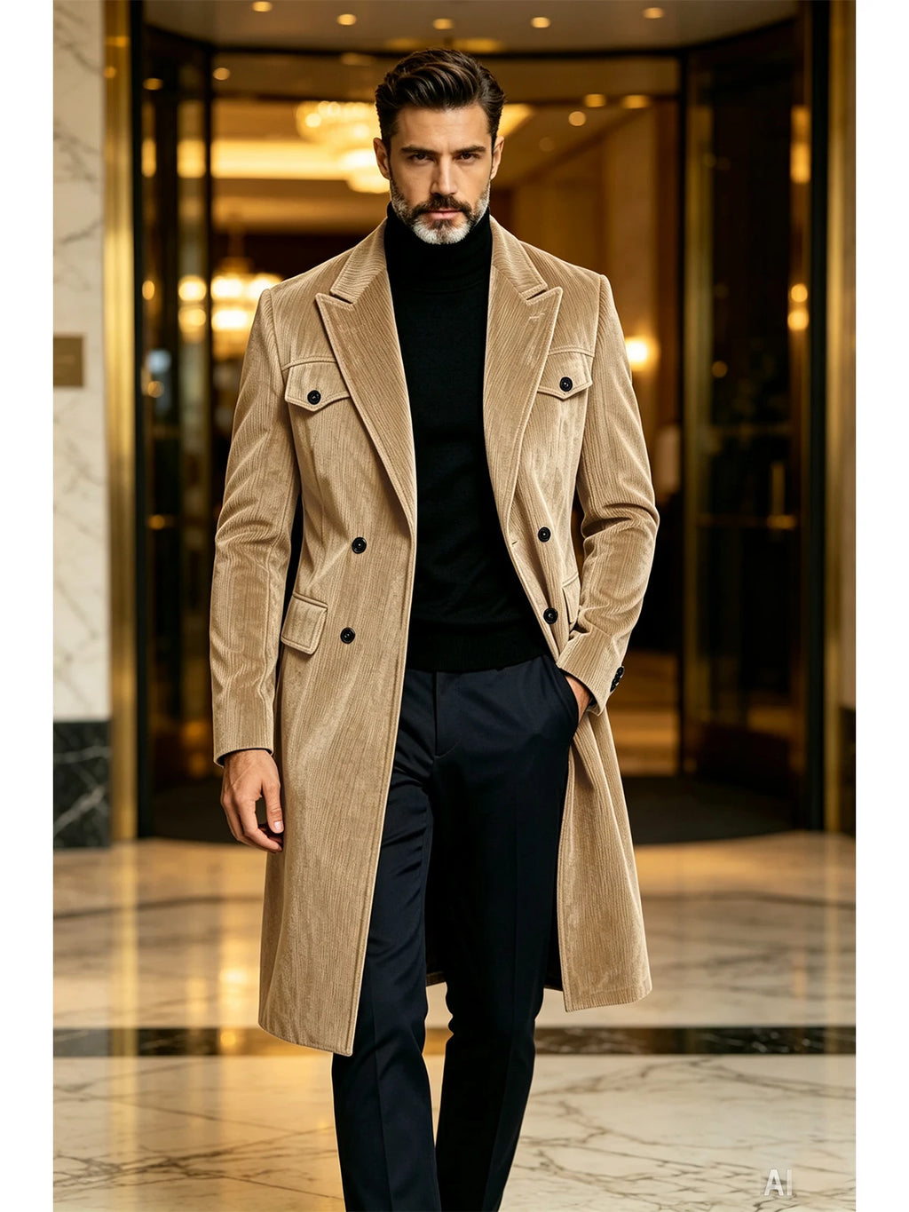 Manteau long homme en velours côtelé – CLEVI Paris