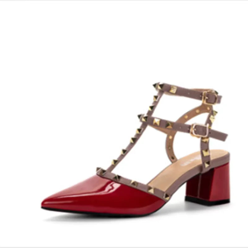 Escarpins Bride T-Strap Talon Carré 5,5cm Cuir Verni Femme – CLEVI Paris
