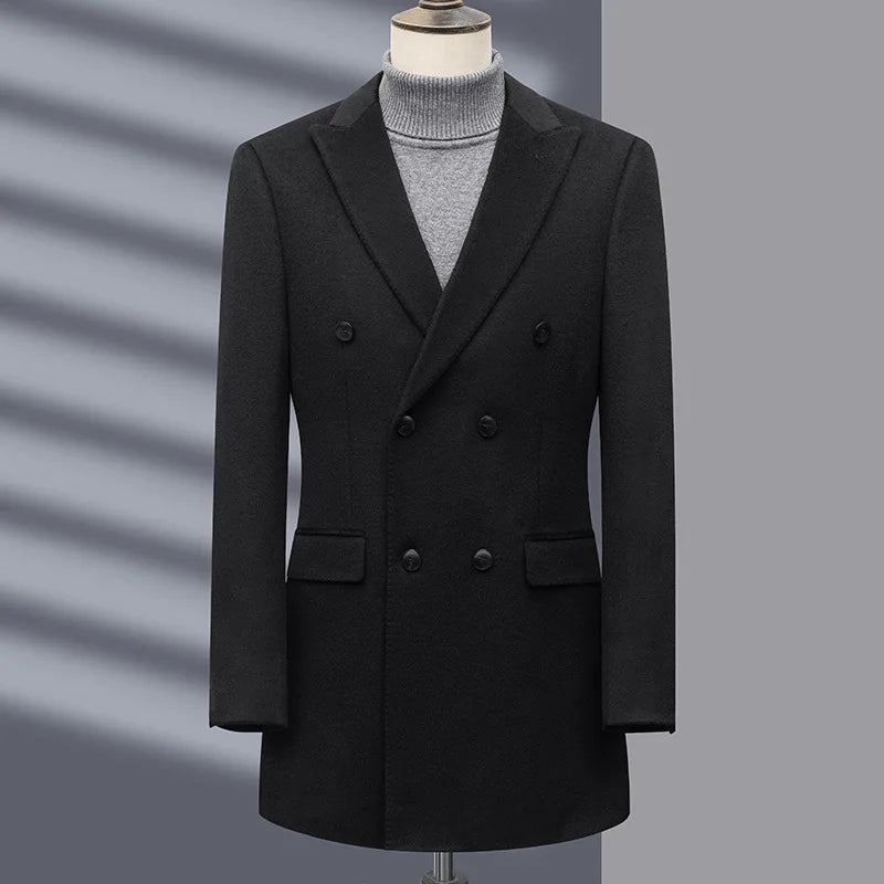 Manteau homme croisé laine, cachemire et soie – CLEVI Paris