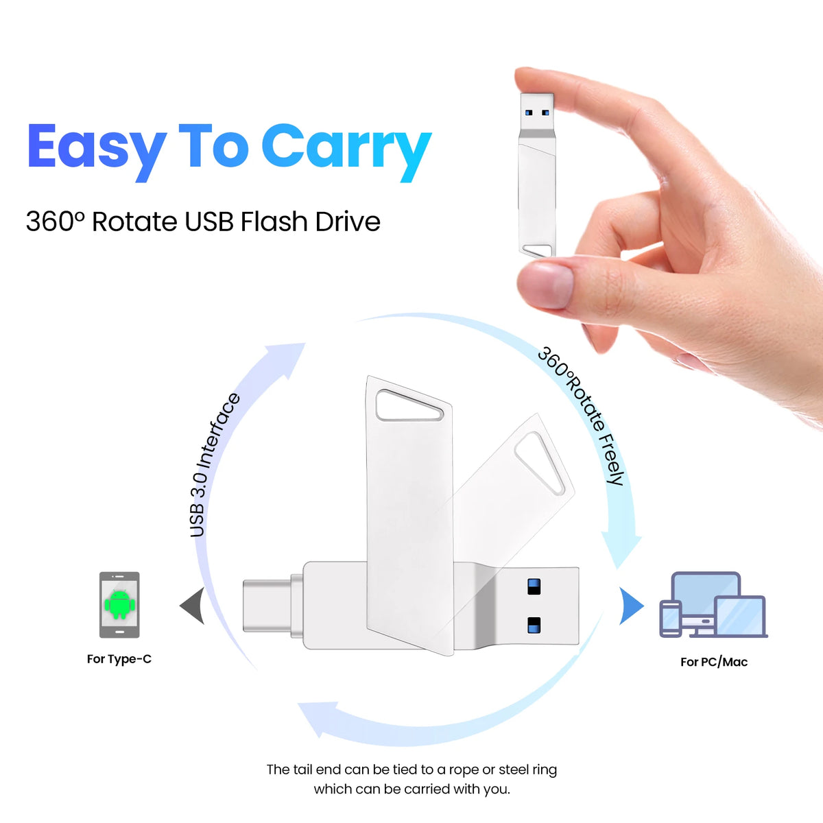 Clé USB-C 3.0 Mini Métal Argent jusqu'à 128 Go – CLEVI Paris