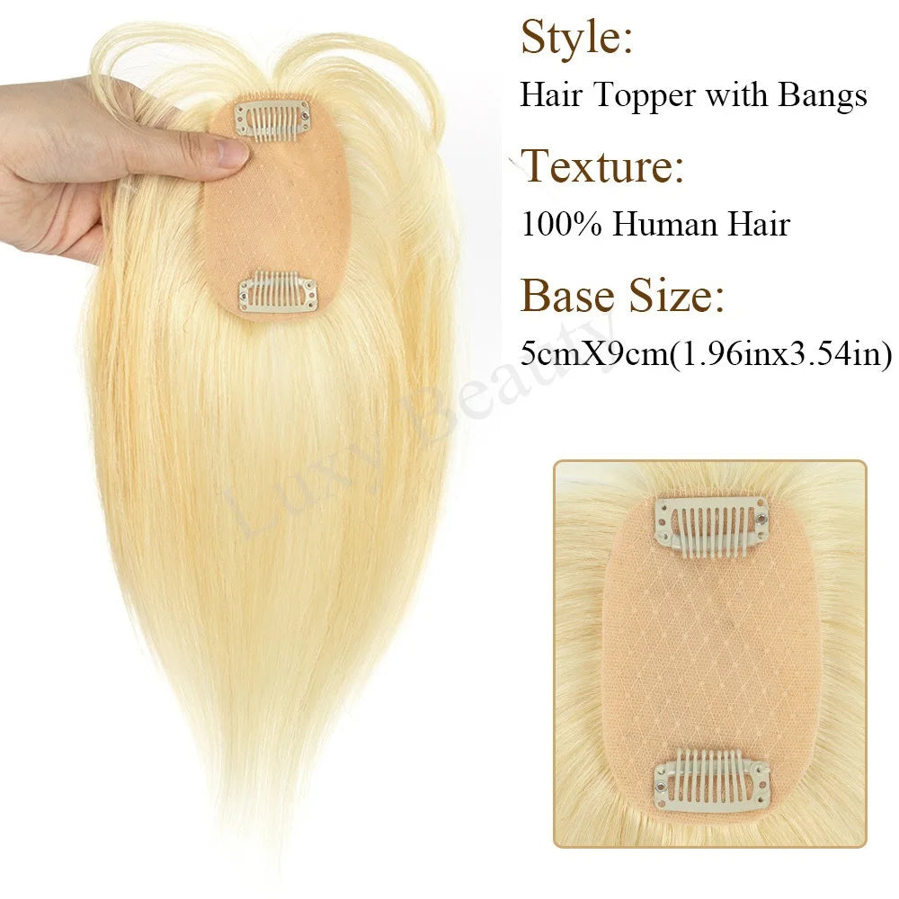 Topper Capillaire Femme avec Frange Cheveux Humains Remy Base 5x9cm Clips – CLEVI Paris