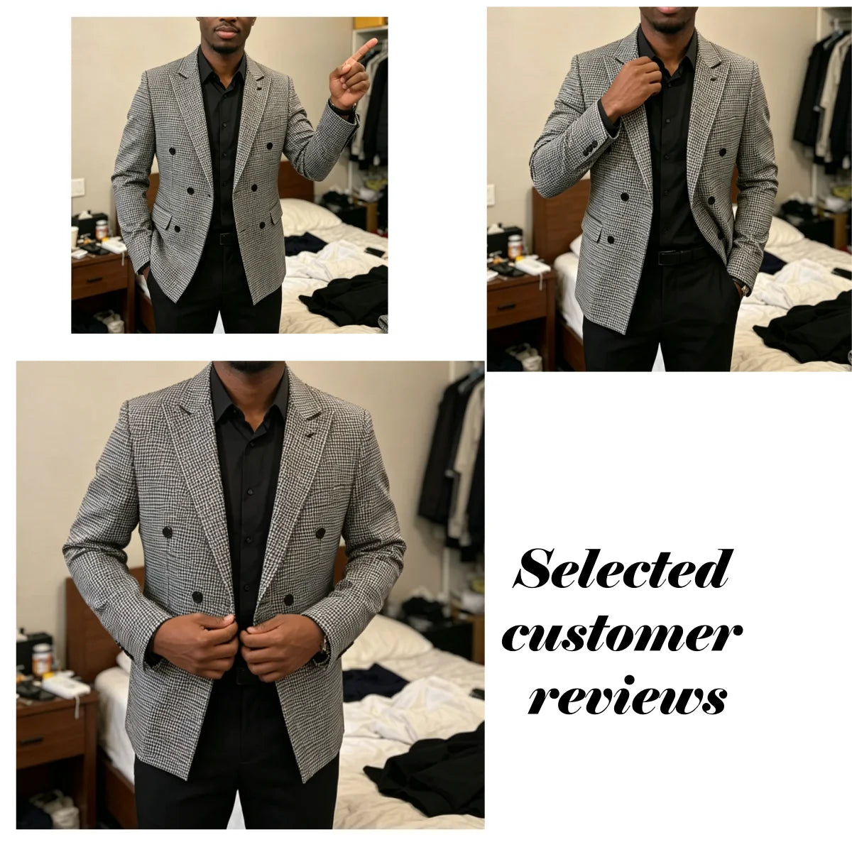 Veste homme croisée pied-de-poule – CLEVI Paris