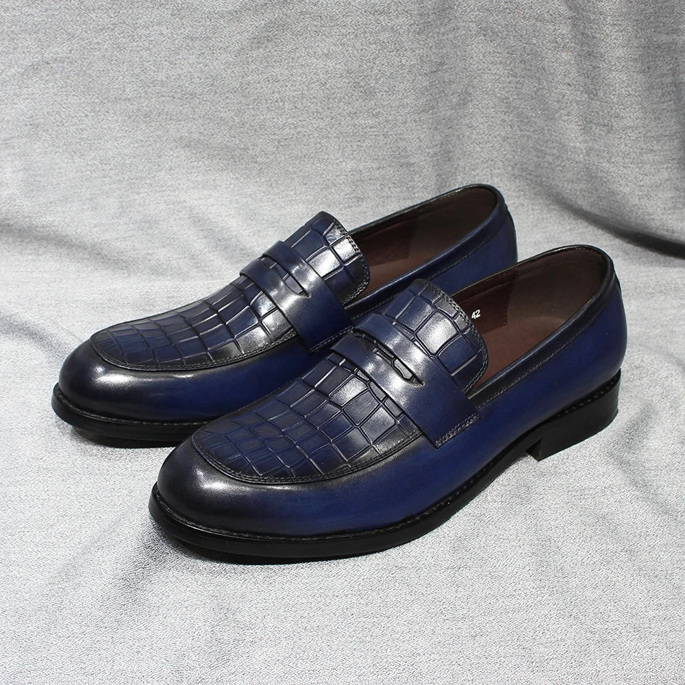 Penny Loafers Cuir Imprimé Alligator Homme – CLEVI Paris