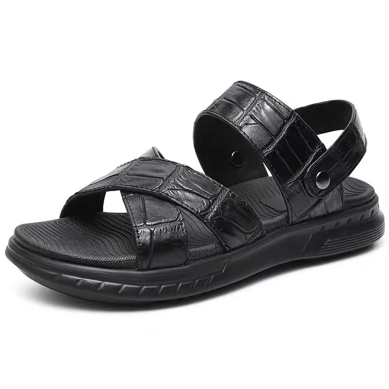 Sandales homme noires en cuir – CLEVI Paris