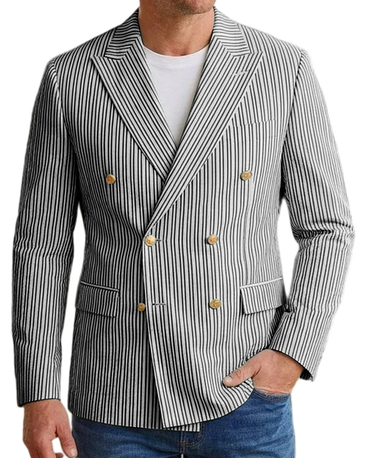 Blazer homme rayé double boutonnage – CLEVI Paris