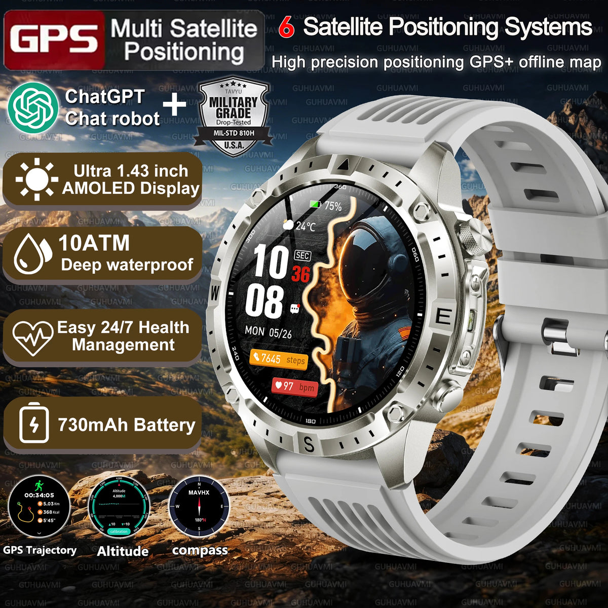 Montre GPS AMOLED avec cartes hors ligne – CLEVI Paris