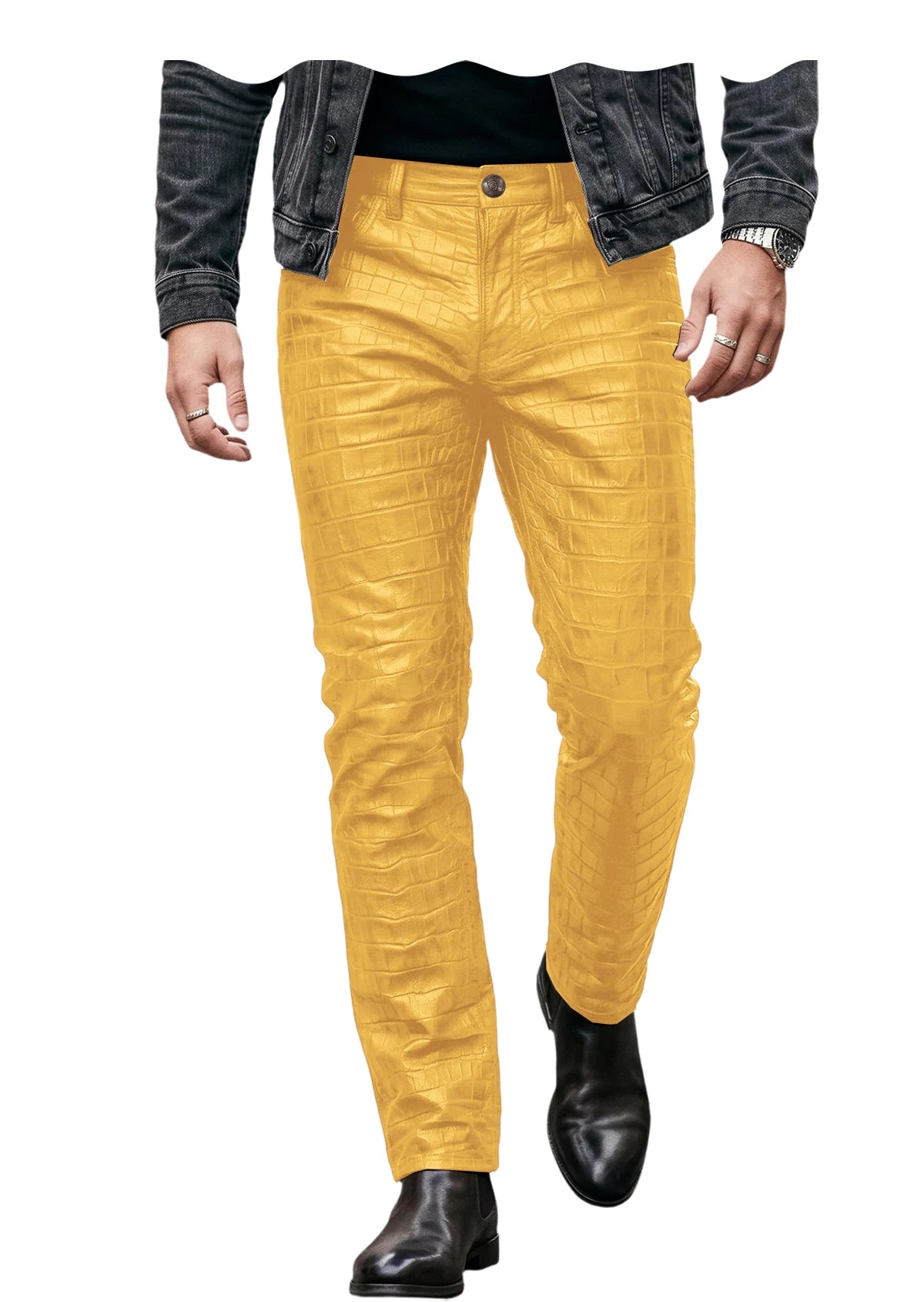 Pantalon effet cuir crocodile homme – CLEVI Paris