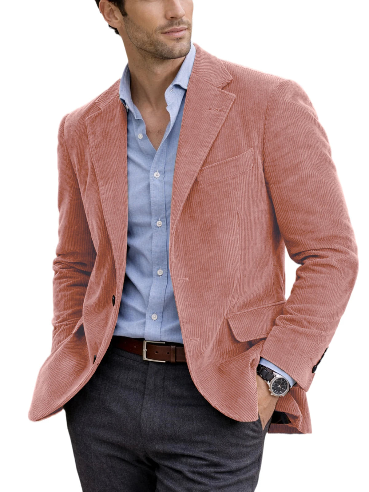 Blazer homme en velours côtelé à 2 boutons – CLEVI Paris