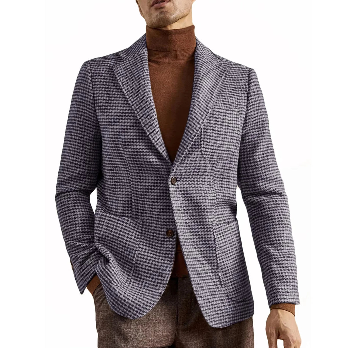 Blazer homme pied-de-poule en laine mélangée – CLEVI Paris