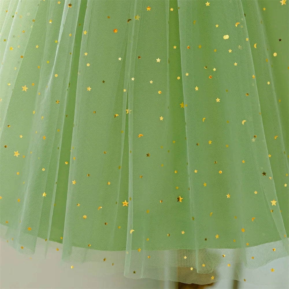 Robe fille de fête vert avocat ALP689 – CLEVI Paris