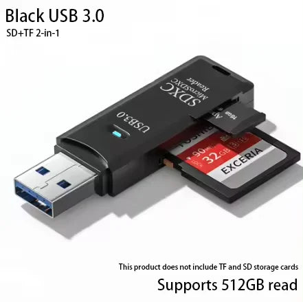 Lecteur de Cartes USB 2-en-1 – SD/TF, USB 2.0 & 3.0, Hub 4 Ports, PC & Laptop