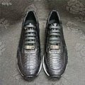 Sneakers Cuir Serpent Homme Lacets Noir Gris – CLEVI Paris