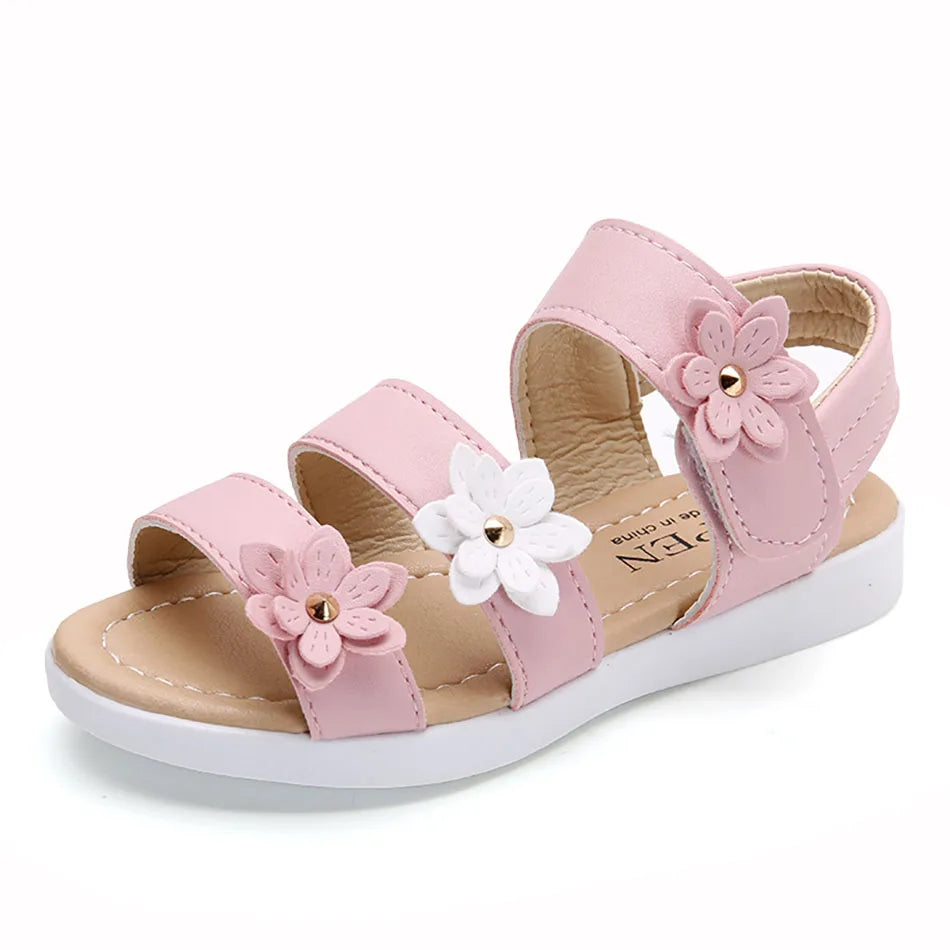 Sandales romaines fille à trois fleurs – CLEVI Paris