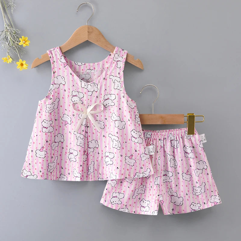Ensemble fille sans manches en viscose – CLEVI Paris