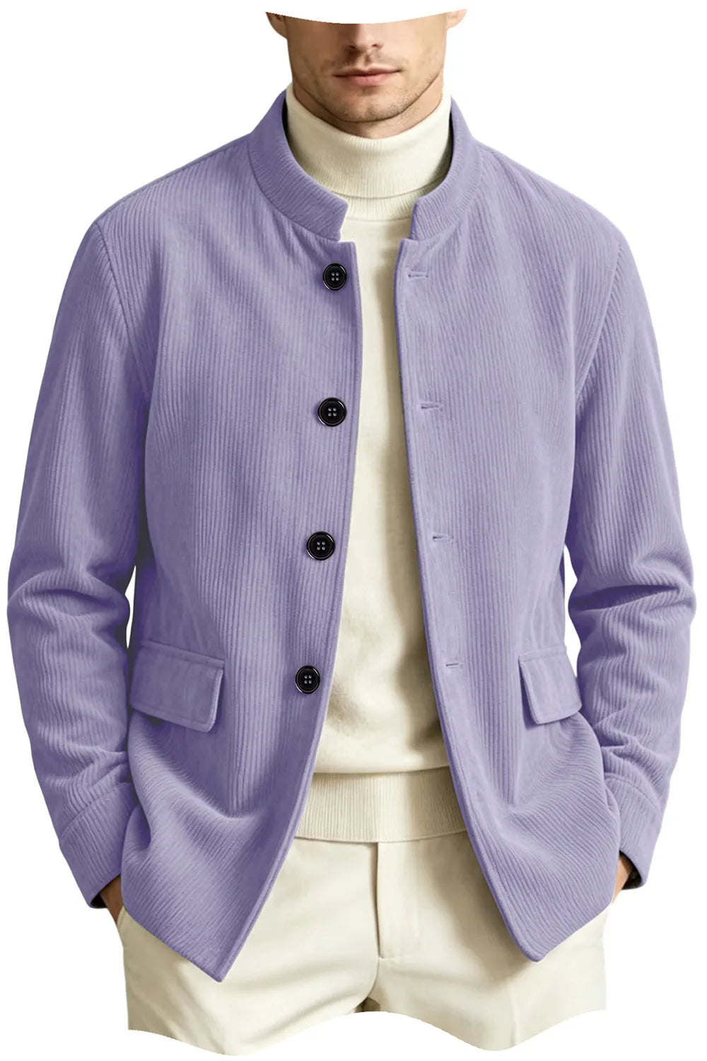 Blazer homme en velours côtelé à col montant – CLEVI Paris
