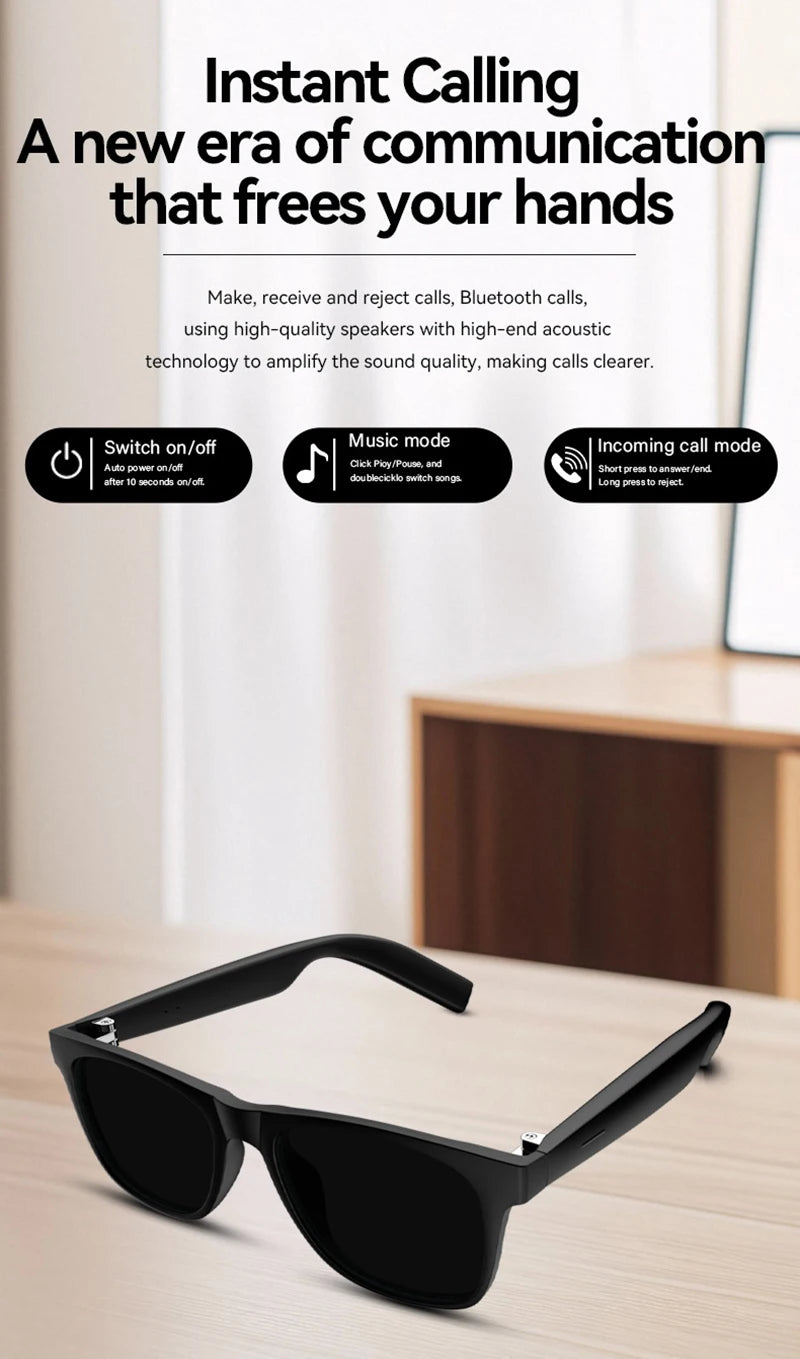 Lunettes Connectées IA Bluetooth Contrôle Tactile Traduction 5 Langues Musique UV Photochromiques Anti-Bleu 37g – CLEVI Paris