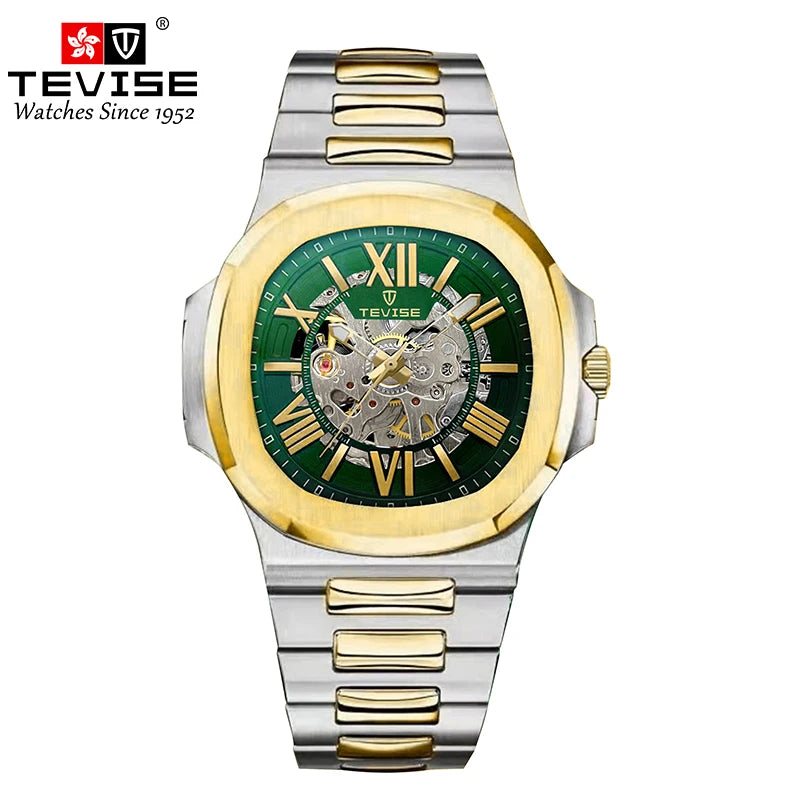 Montre Mécanique Squelette TEVISE Homme Acier Business – CLEVI Paris