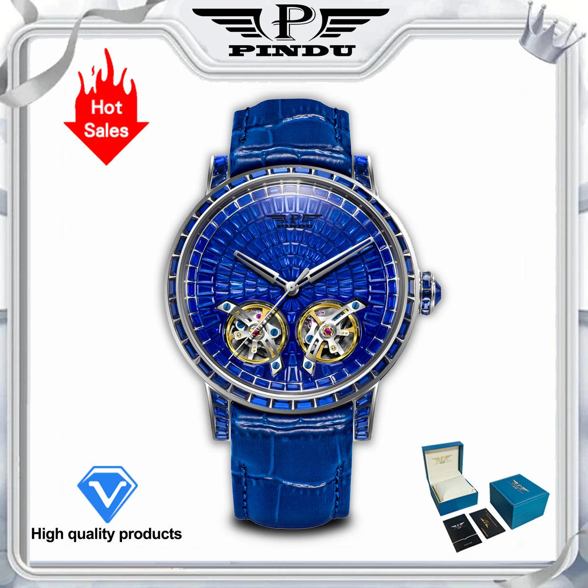 Montre Homme Double Tourbillon Serti Diamants Pindu PD6656 – CLEVI Paris