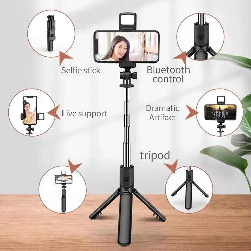 Trépied perche selfie Bluetooth 3-en-1 – CLEVI Paris