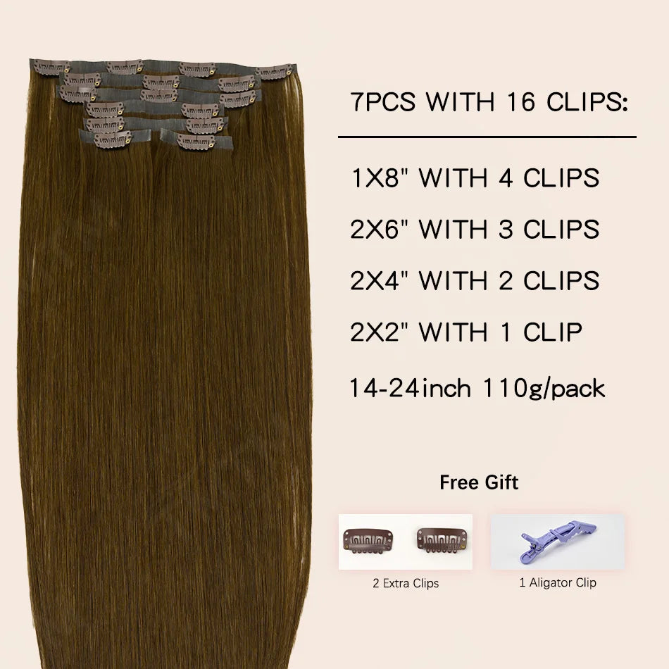 Extensions Cheveux Clip PU Invisibles 7 Pcs – CLEVI Paris