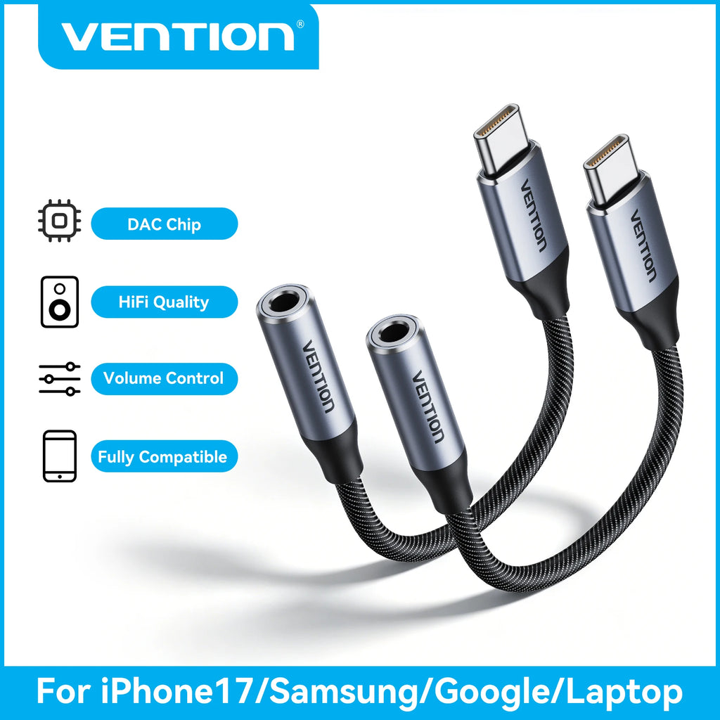 Adaptateur Vention USB-C Jack 3.5mm DAC Hi-Fi – CLEVI Paris