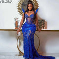 Robe de soirée sirène en dentelle avec traîne – CLEVI Paris