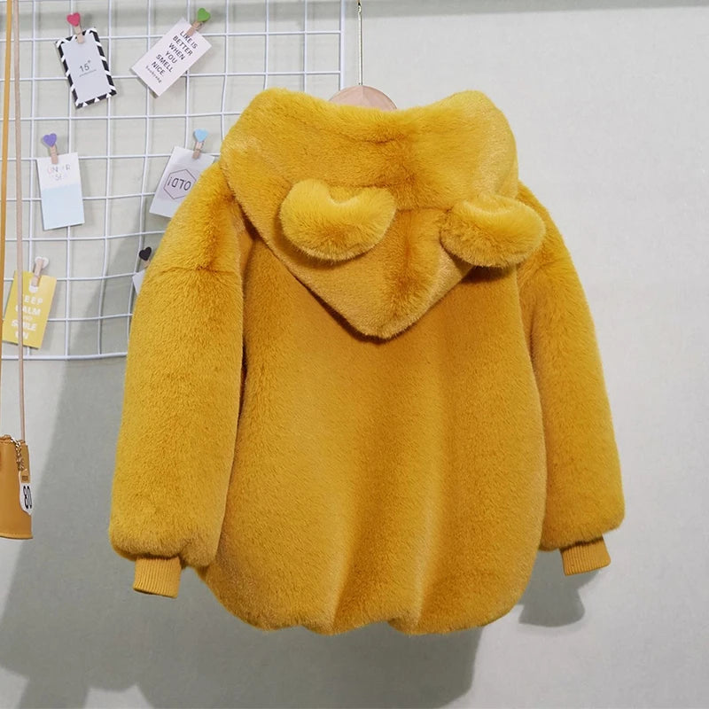 Veste enfant fausse fourrure à capuche – CLEVI Paris
