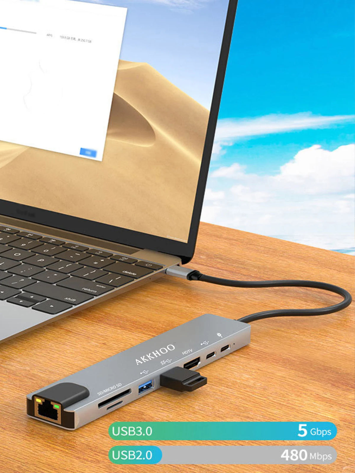 Hub USB-C 8-en-1 4K HDMI PD 100W – CLEVI Paris