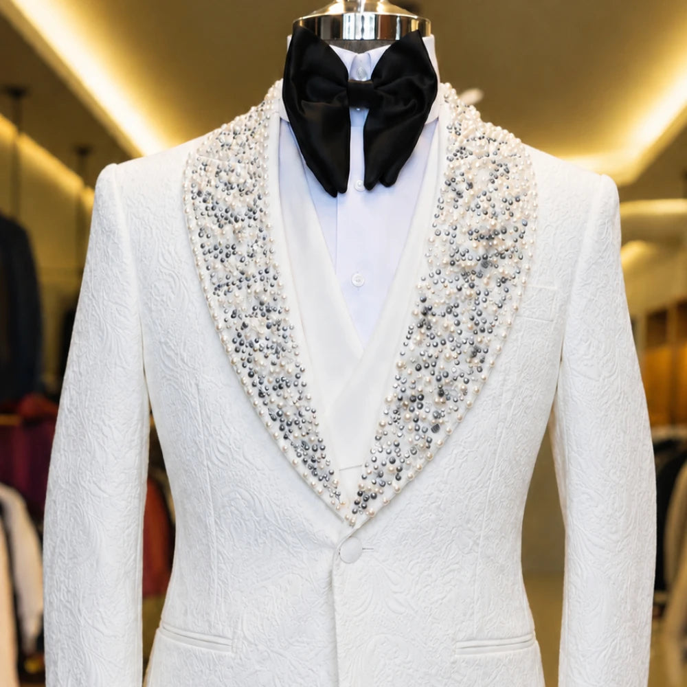 Costume mariage homme blanc 3 pièces – CLEVI Paris