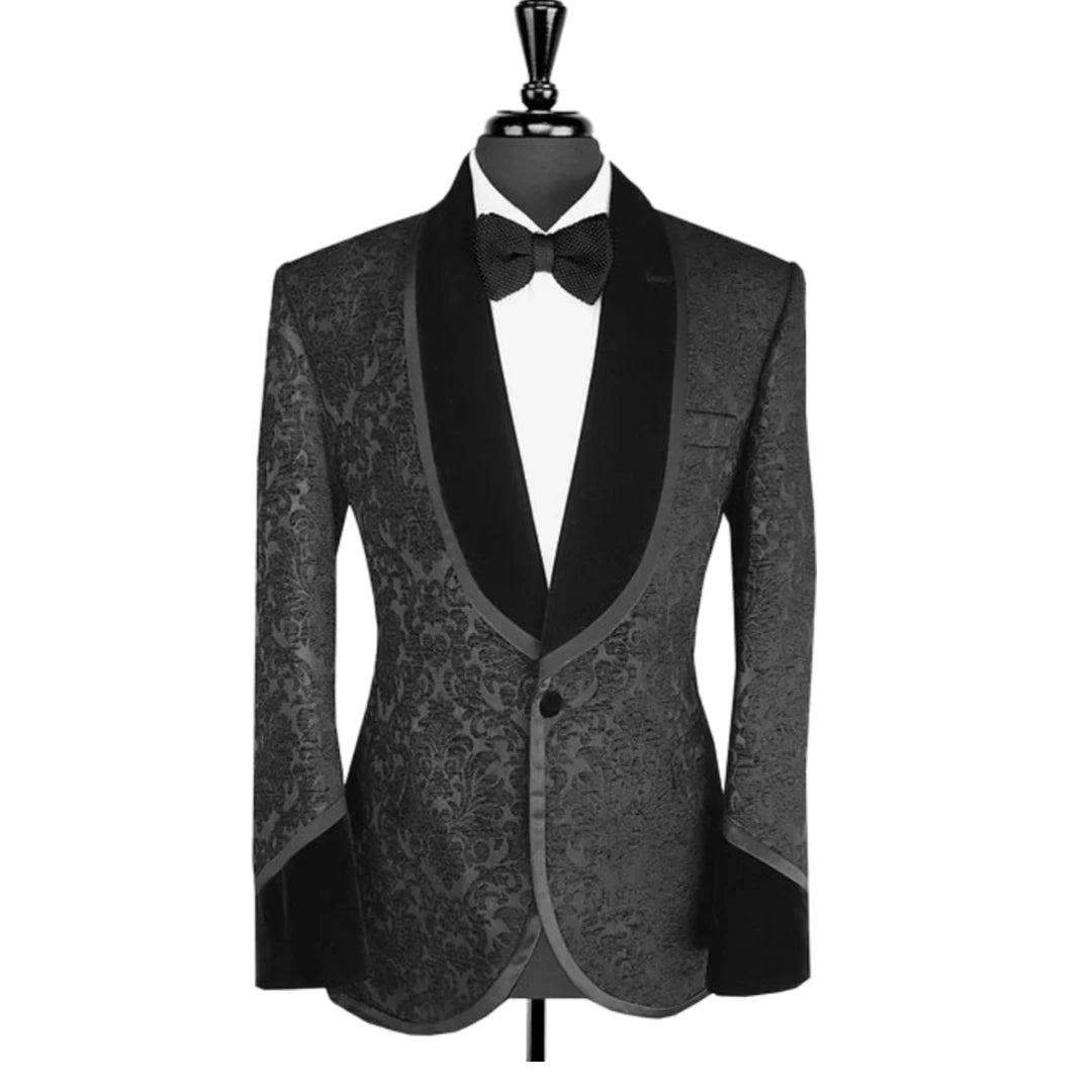 Veste Costume Homme Jacquard Noire – CLEVI Paris