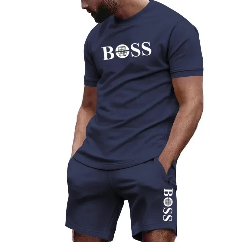 Ensemble homme t-shirt imprimé et short en maille – CLEVI Paris