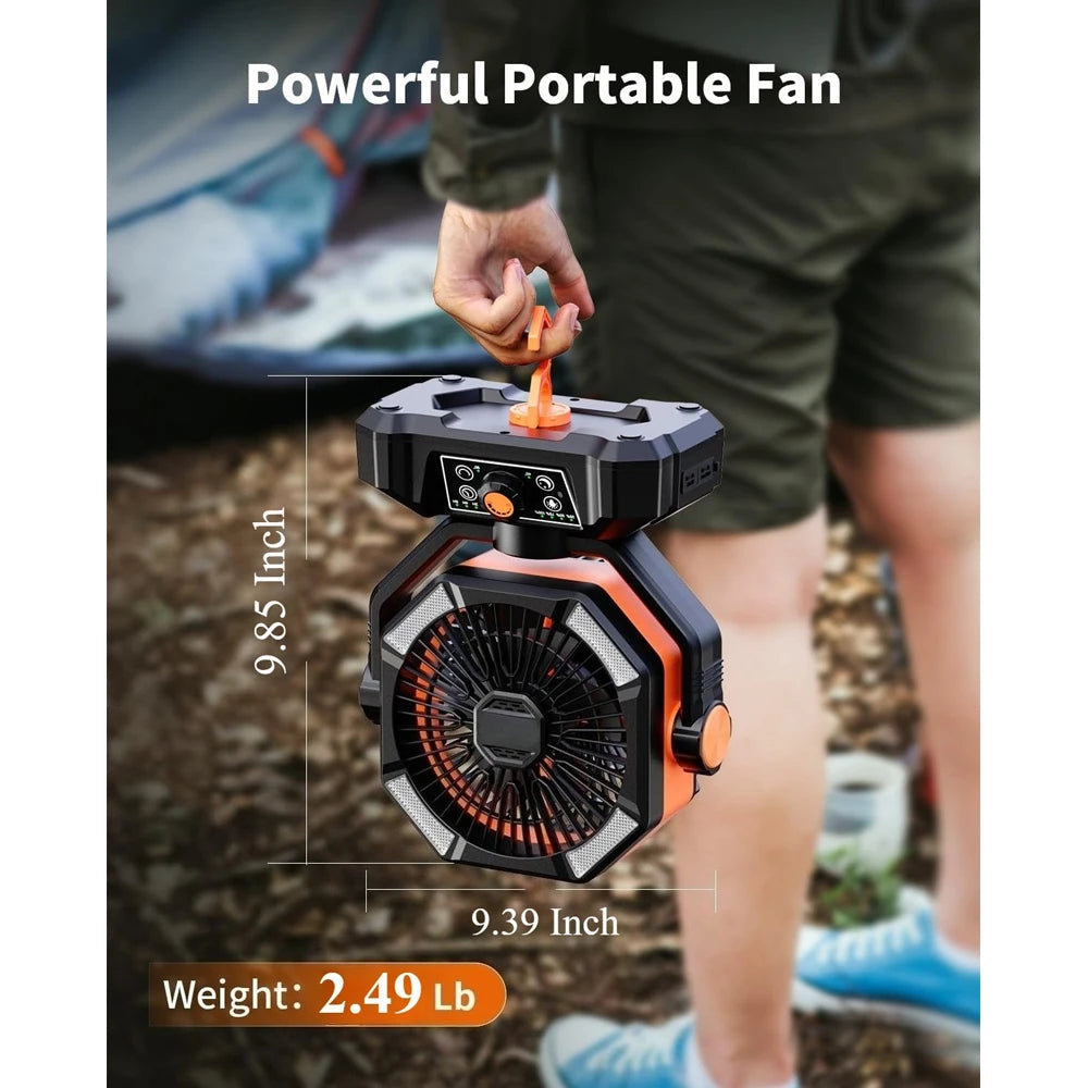 Ventilateur de camping rechargeable 8 vitesses LED – CLEVI Paris