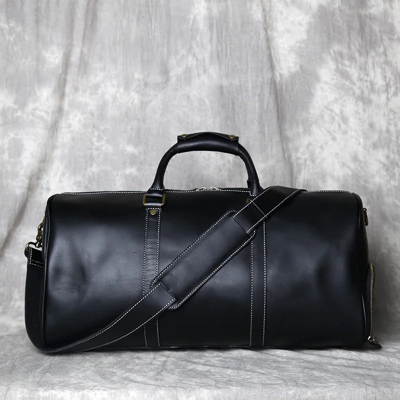 Sac de Voyage Homme Cuir Crazy Horse Rétro 50x23x26cm – CLEVI Paris